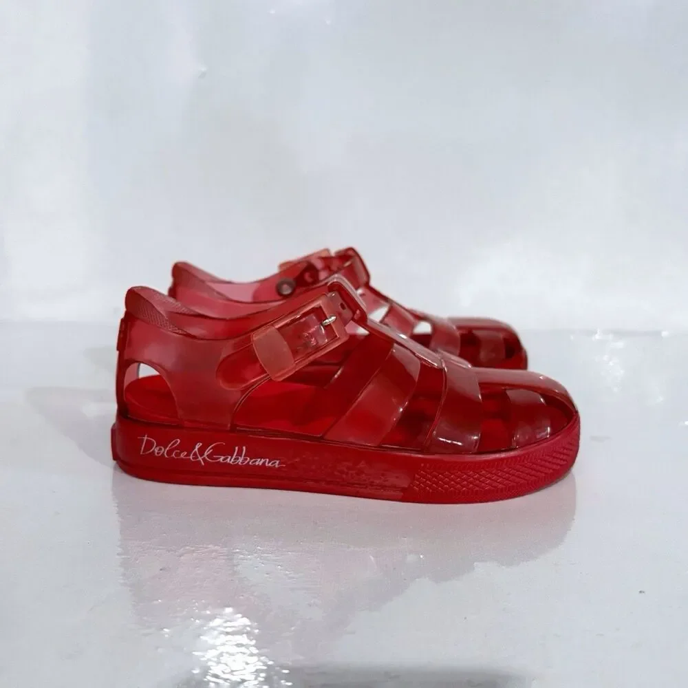 Dolce & Gabbana Kids EU 26 Red Jelly Sandals Buckle Retro Y2K Cute - Picture 2 of 6